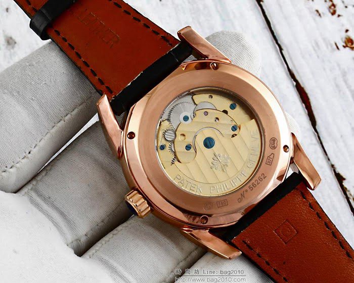 百達翡麗PATEK PHILPPE 全自動機械機芯 316精鋼表殼 進口小牛皮錶帶 男士腕表  wssb3677